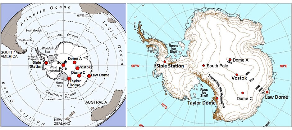 Antarctic ice core stations