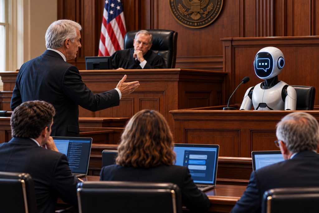 Chatbot evidence in the courtroom with an AI chatbot in the witness box