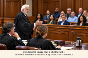 Constructed image (not a photograph). Illustration created for "Robes for All" by Victor John Yannacone, jr.