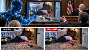 AI alteration of photographic evidence showing a handgun moved closer to a victim